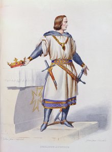 II. Fülöp Ágoston (1165-1223) francia király portréja, Constant Louis Lorichon metszete, 1841.